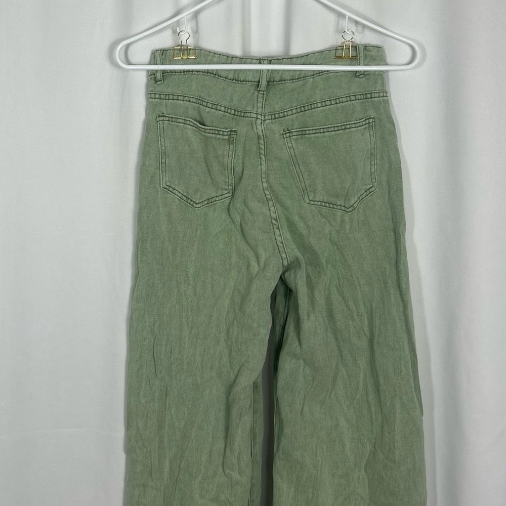 SHEIN wide leg Green Denim Jeans pockets S - Picture 9 of 10